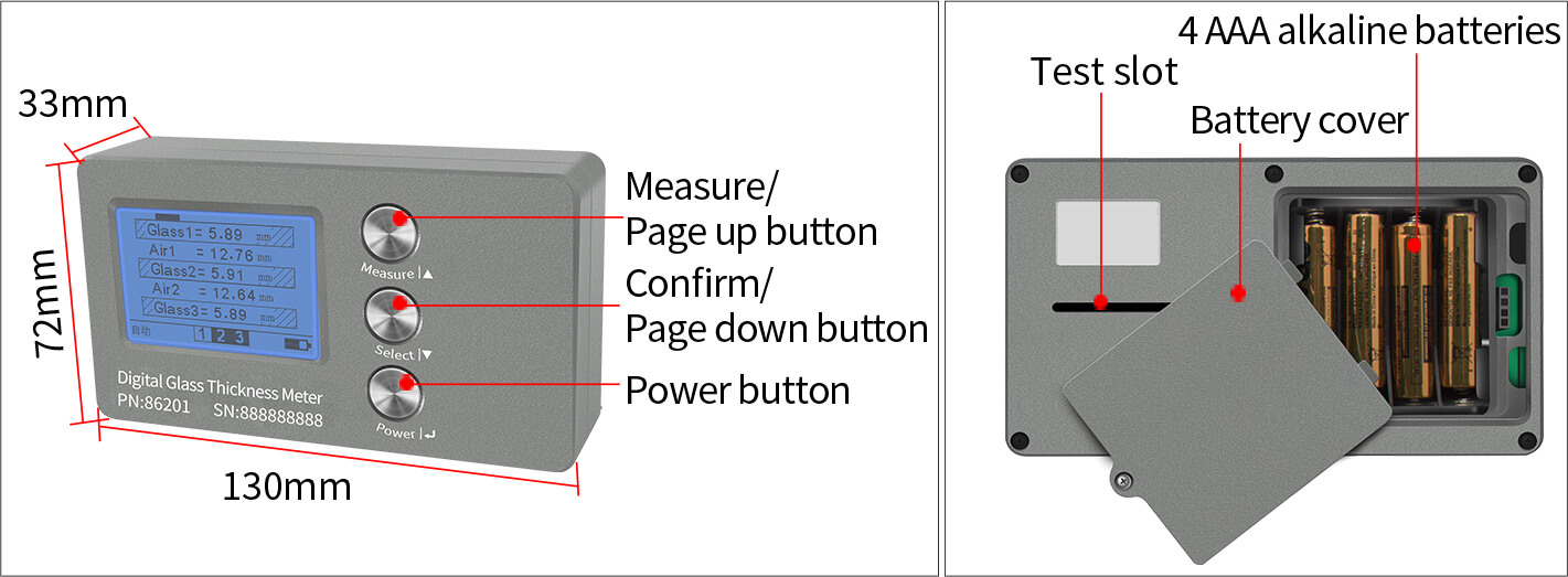 86201 glass thickness meter appearance