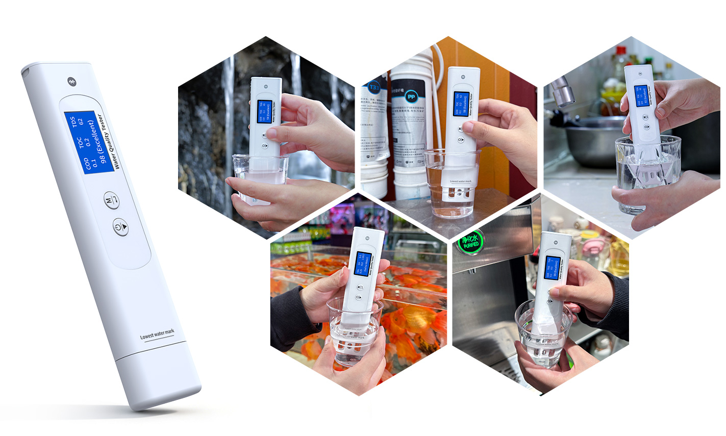 Actual measurement with water quality testing instrument